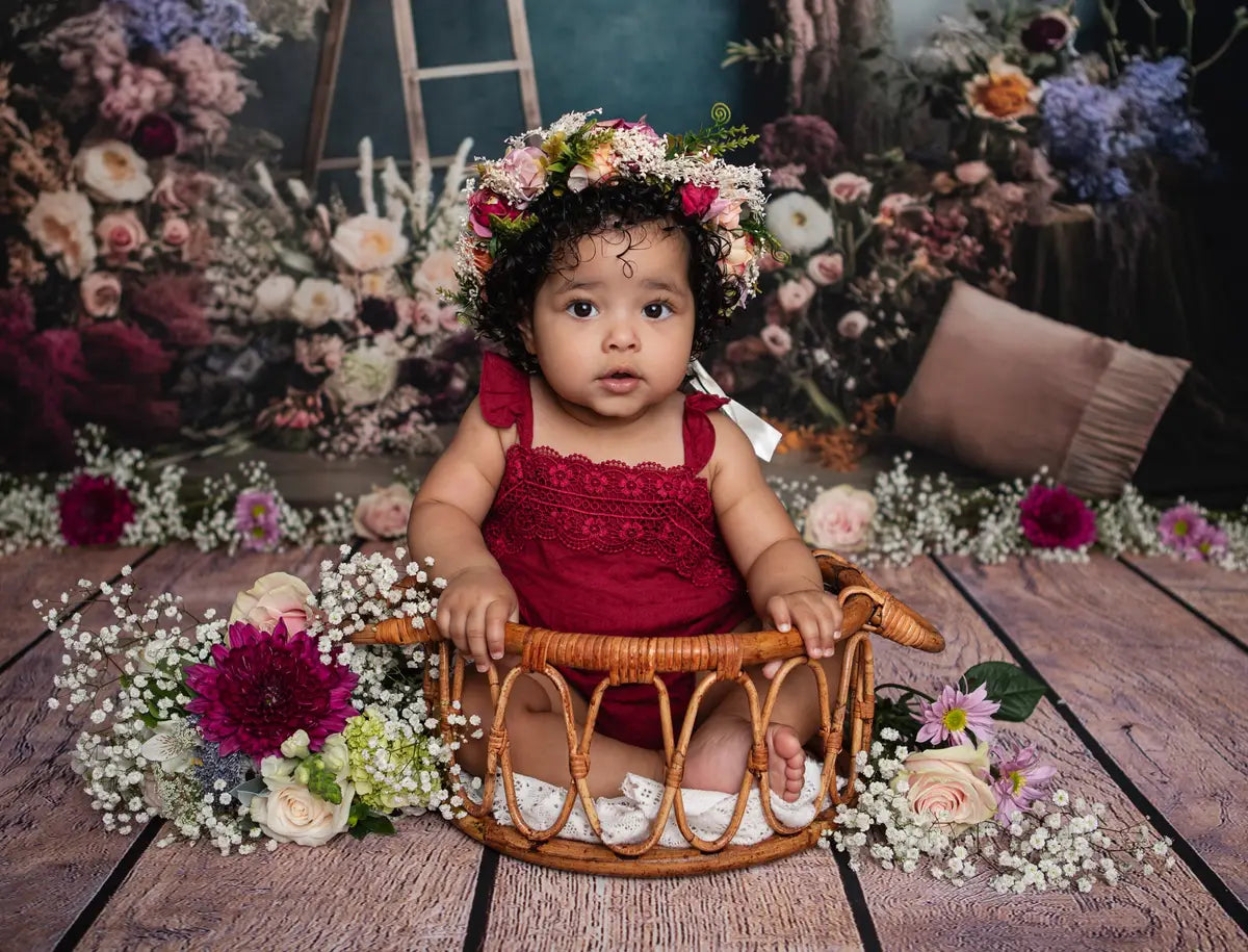 Kate Kunst Blumen Getrockneten Blumen Hintergrund Entworfen von Mini MakeBelieve - Kate Backdrop.de