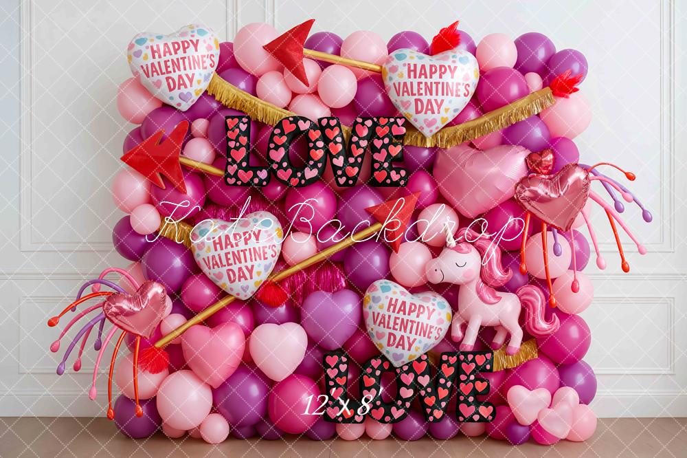 Kate Valentinstag Ballons Herzen Pink Hintergrund Entworfen von Mini MakeBelieve