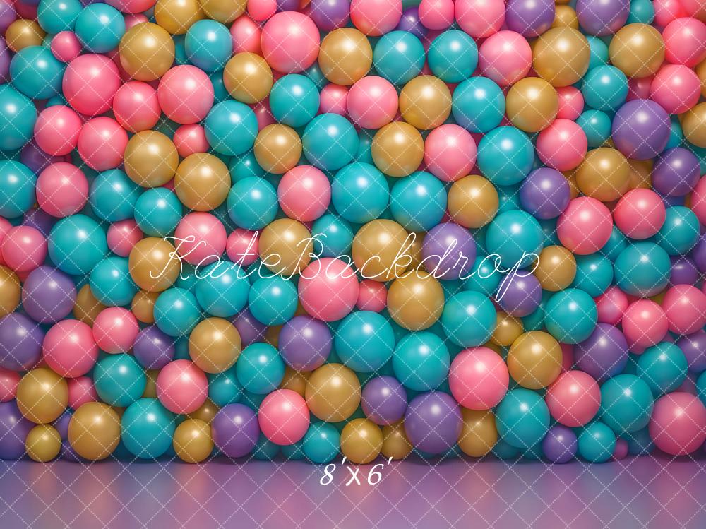 Kate Geburtstag Bunte Kugeln Pastell Hintergrund Entworfen von Ashley Paul - Kate Backdrop.de