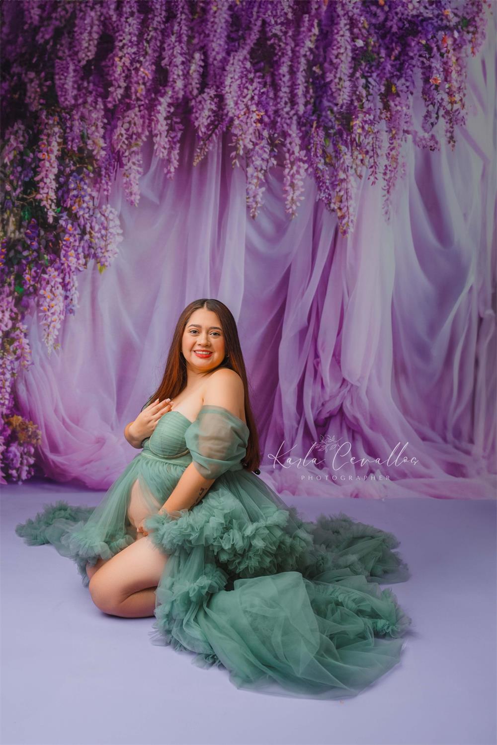 Kate Ein-Schulter-Netz-Mutterschafts-Fotoshoot-Kleid - Kate Backdrop.de