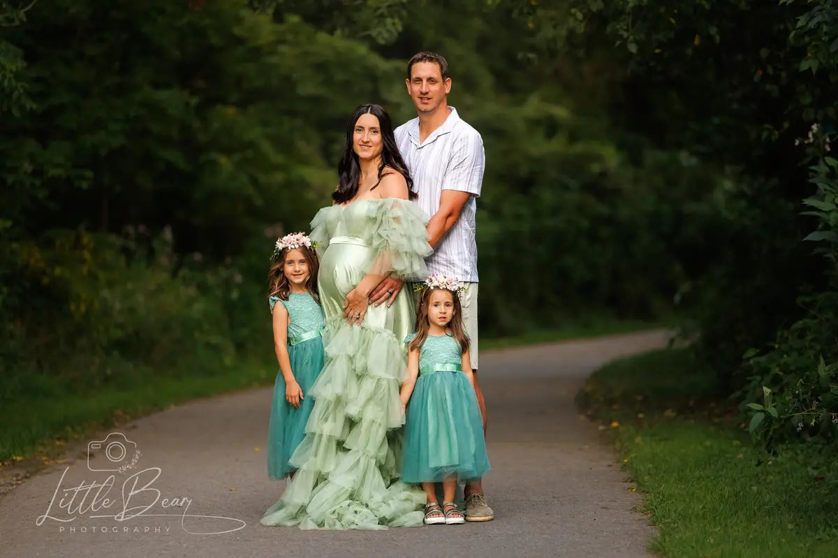 Kate One Shoulder Mesh Blue Maternity Photoshoot Dress - Kate Backdrop.de