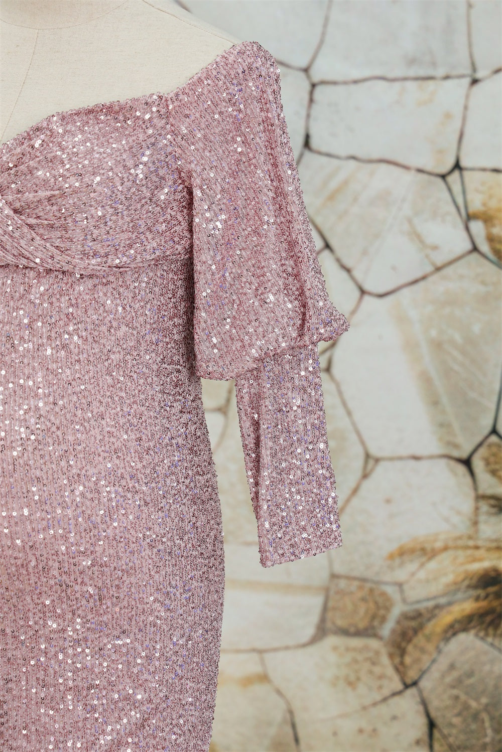 Kate Sequin Embroidery Trailing Detachable Sleeve Maternity Photoshoot Dress - Kate Backdrop.de