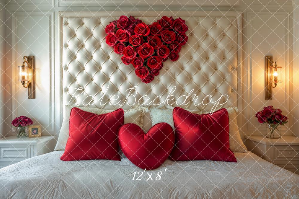 Kate Valentinstag Rote Kissen Herzrosen Fleece Hintergrund Entworfen von Emetselch