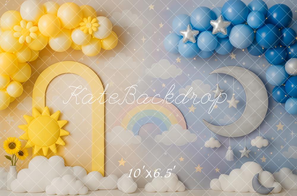 Kate Sonne Mond Regenbogen Ballon Hintergrund Entworfen von Patty Roberts - Kate Backdrop.de