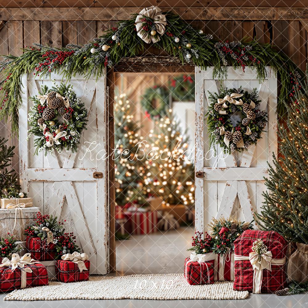 Kate Weihnachten Scheunentor Geschenke Rustikal Hintergrund Entworfen von Emetselch - Kate Backdrop.de