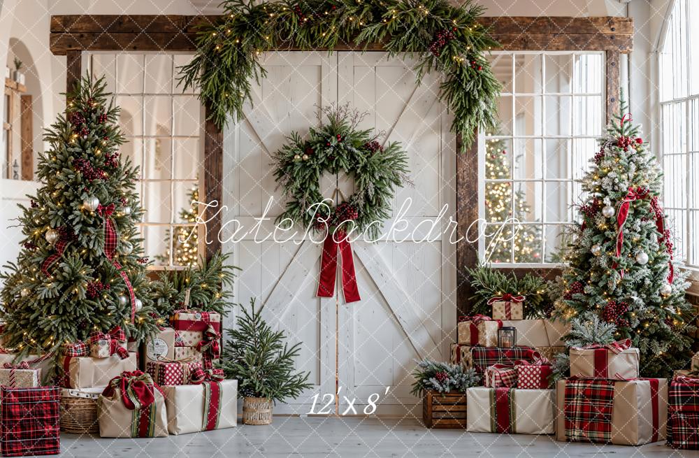 Kate Weihnachten Baum Geschenke Rustikal Fleece Hintergrund Entworfen von Emetselch