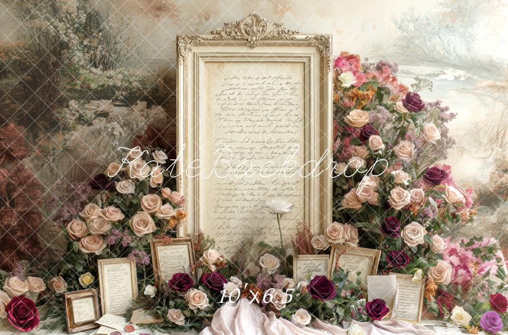 Kate Hochzeit Vintage Rahmen Rosen Hintergrund Entworfen von Mini MakeBelieve