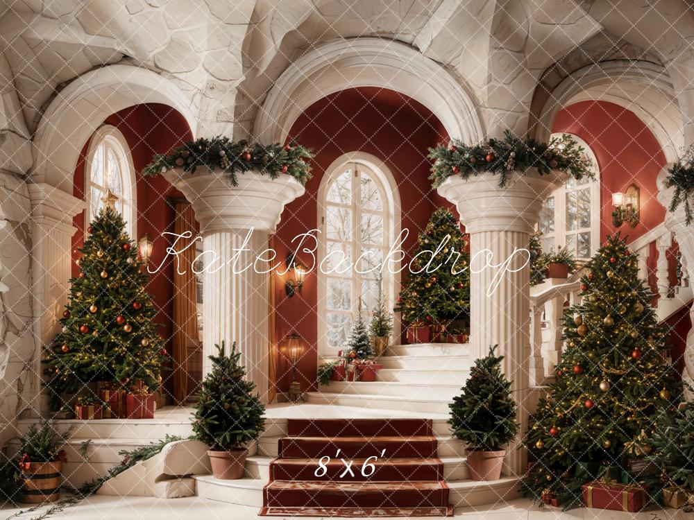 Kate Weihnachten Treppe Weihnachtsbaum Klassisch Fleece Hintergrund Entworfen von Emetselch - Kate Backdrop.de