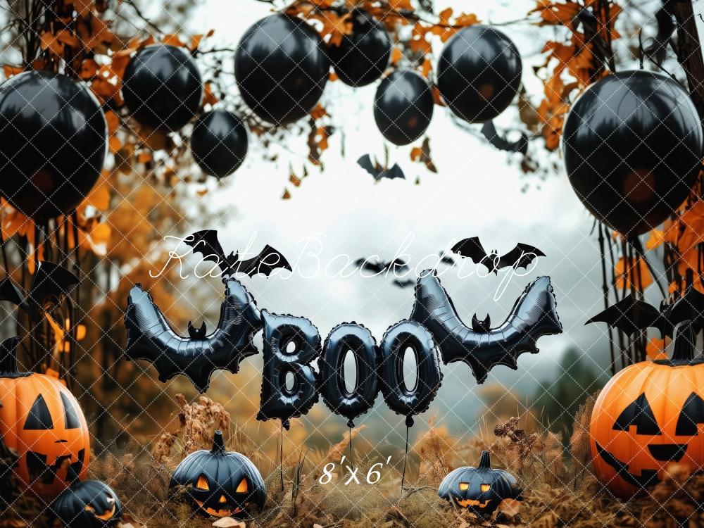 Kate Halloween Kürbisse Ballons Fledermäuse Hintergrund Entworfen von Patty Roberts - Kate Backdrop.de
