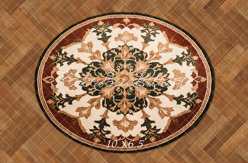 Kate Teppich Ornament Holzoptik Braun Hintergrund Entworfen von Kate Image