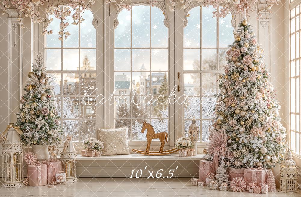 Kate Weihnachten Fenster Weihnachtsbaum Pastell Hintergrund Entworfen von Emetselch - Kate Backdrop.de