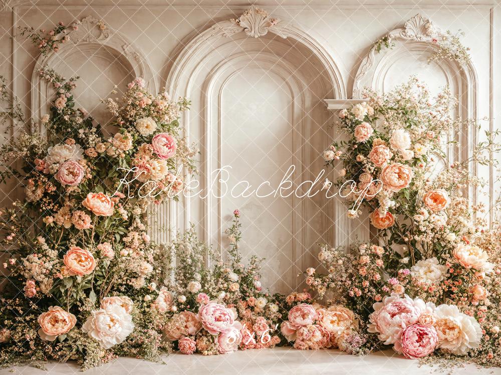 Kate Blumen Bogen Klassisch Creme Fleece Hintergrund Entworfen von Emetselch - Kate Backdrop.de