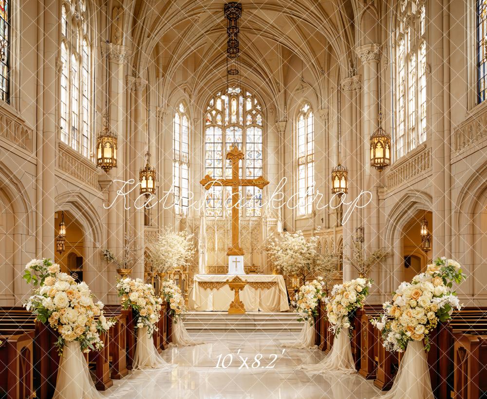 Kate Hochzeit Kirche Blumen Gold Fleece Hintergrund Entworfen von Emetselch