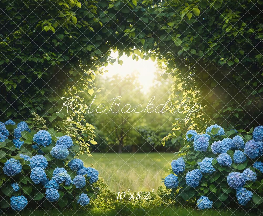 Kate Garten Blaue Hortensien Sonnenlicht Hintergrund Entworfen von Emetselch