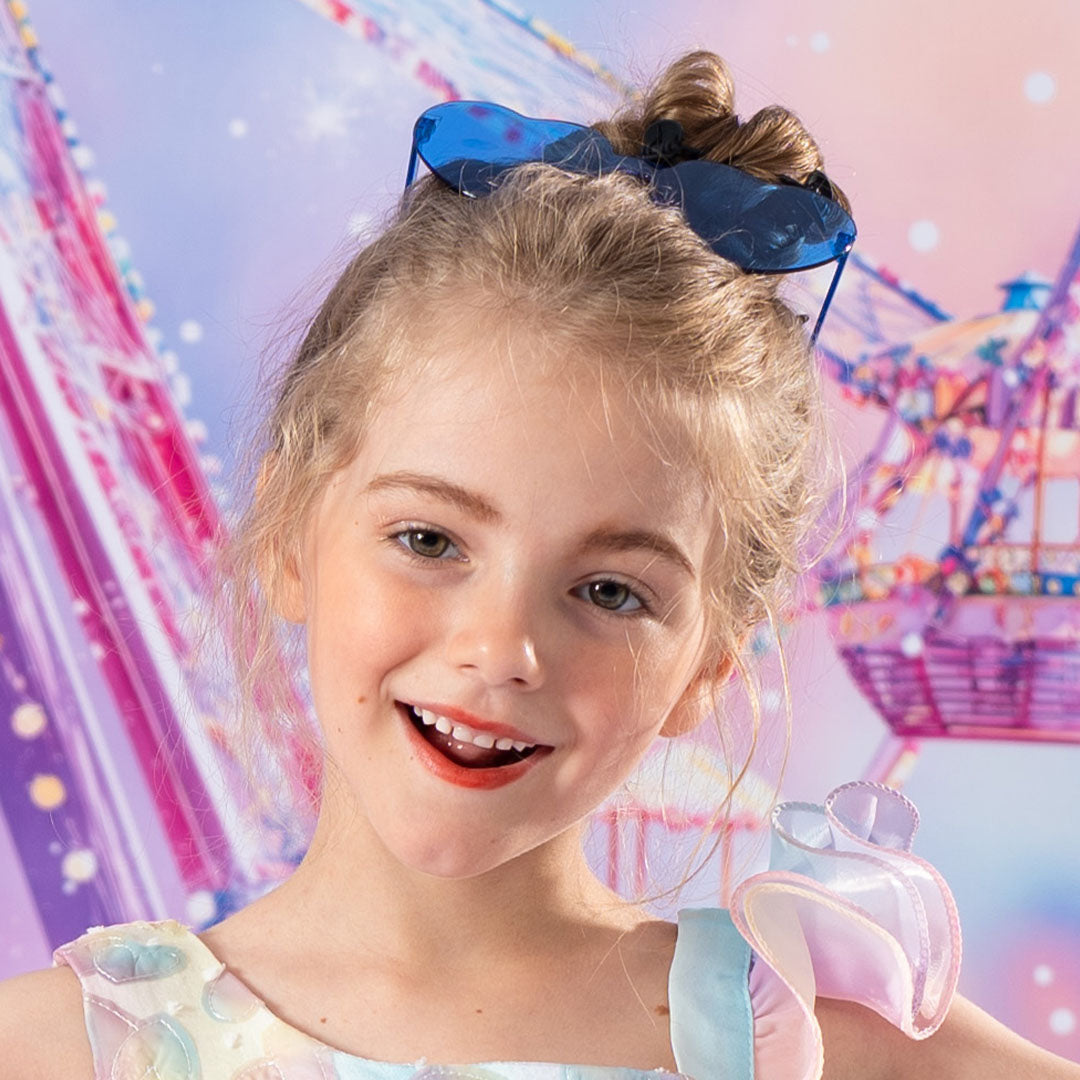 Kate Geburtstag Riesenrad Buntes Prinzessinnen-Kinderkleid mit Brille - Kate Backdrop.de