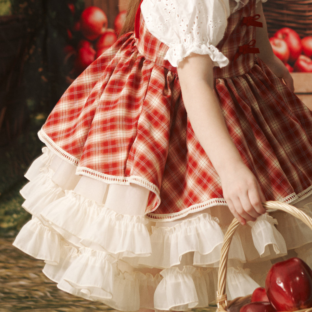 Kate Erdbeerrotes Kariertes Französisches Bankett-Kinderkleid für Fotografie - Kate Backdrop.de