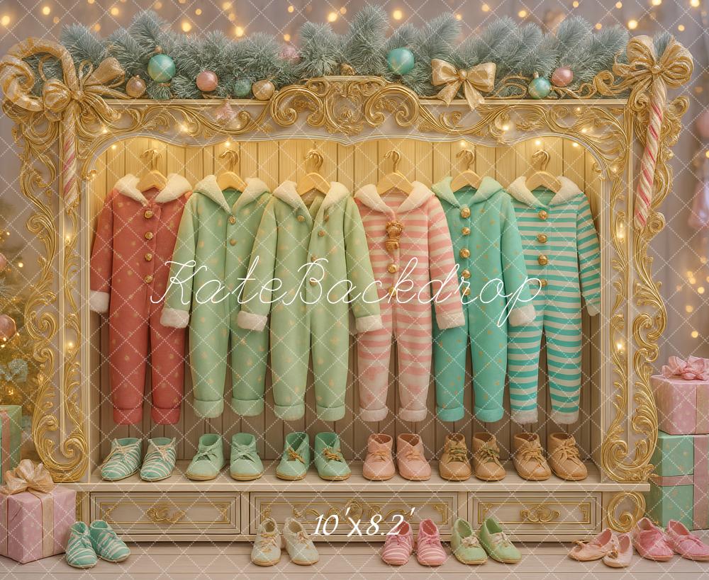 Kate Weihnachten Kinder Pyjamas Pastell Hintergrund Entworfen von Ashley Paul - Kate Backdrop.de