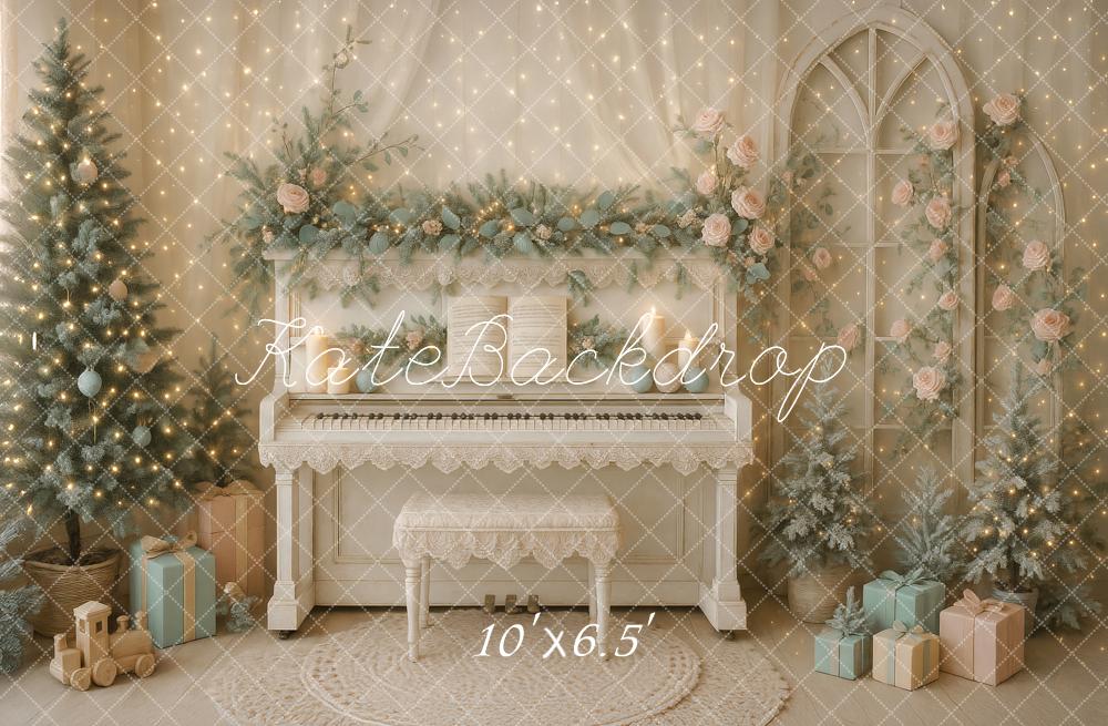 Kate Weihnachten Klavier Geschenke Pastell Hintergrund Entworfen von Ashley Paul - Kate Backdrop.de