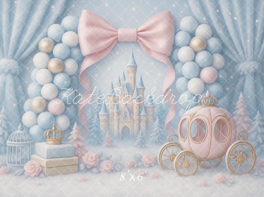 Kate Märchen Schloss Kutsche Pastell Hintergrund Entworfen von Ashley Paul - Kate Backdrop.de