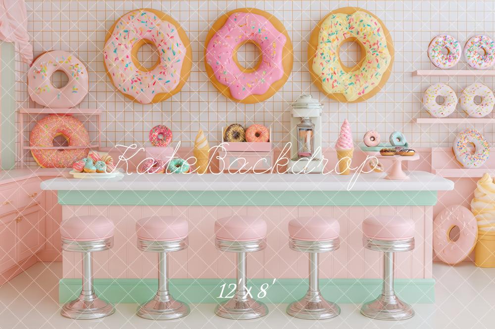 Kate Donut Café Pastell Hintergrund Entworfen von Patty Roberts - Kate Backdrop.de