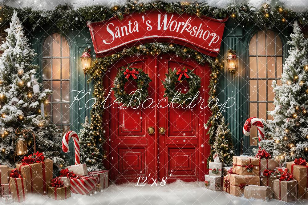 Kate Weihnachten Werkstatt Geschenke Schnee Fleece Hintergrund Entworfen von Emetselch - Kate Backdrop.de