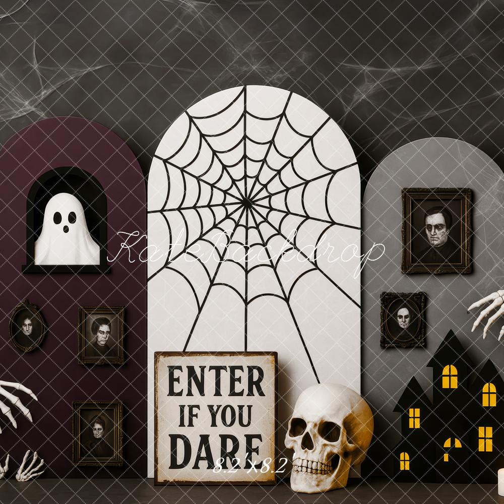 Kate Halloween Spinnennetz Schädel Kerzen Hintergrund Entworfen von Patty Roberts - Kate Backdrop.de