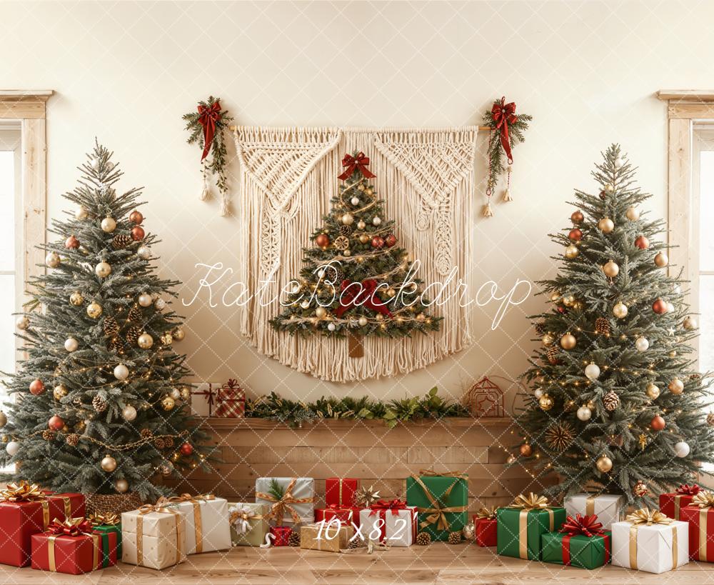Kate Weihnachten Weihnachtsbaum Geschenke Naturholz Hintergrund Entworfen von Emetselch - Kate Backdrop.de