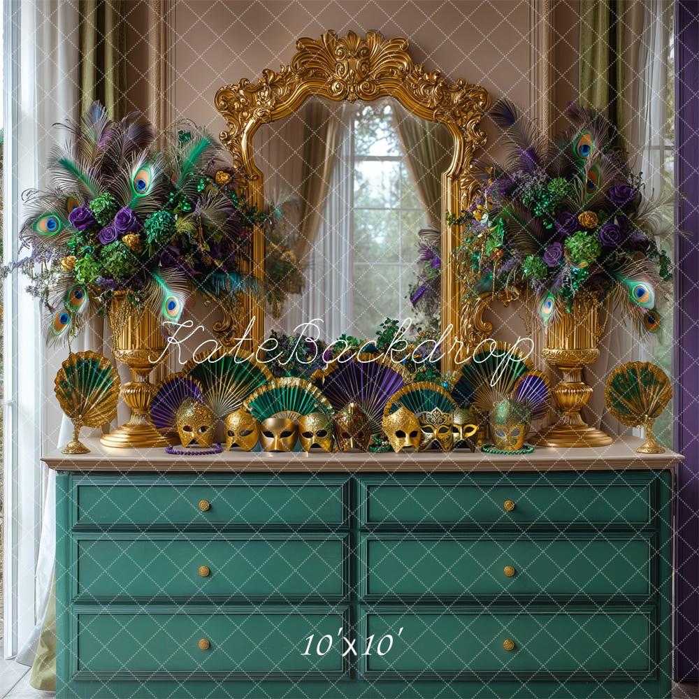 Kate Karneval Masken Pfauenfedern Barock Hintergrund Entworfen von Mini MakeBelieve