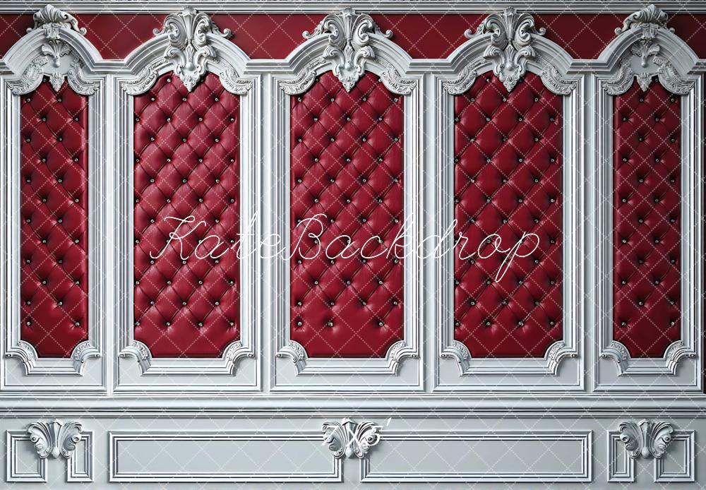 Kate Barock Wand Verziert Rot Hintergrund Entworfen von Mini MakeBelieve - Kate Backdrop.de