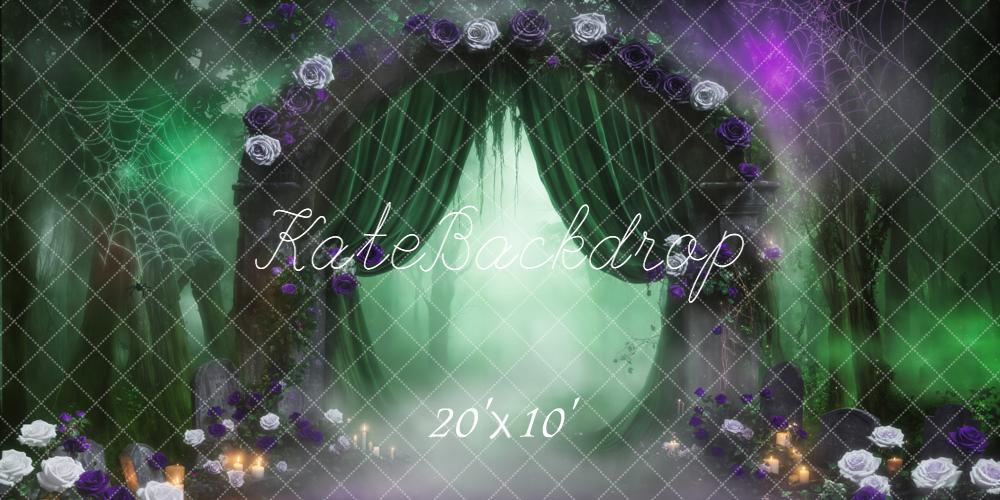 Kate Halloween Torbogen Blumen Nebel Hintergrund Entworfen von Emetselch - Kate Backdrop.de