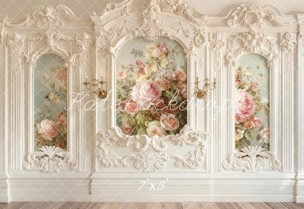 Kate Barock Blumen Wand Creme Hintergrund Entworfen von Emetselch