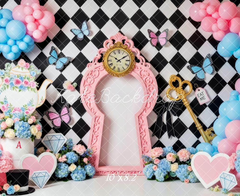 Kate Alice Thema Uhr Ballons Pastell Hintergrund Entworfen von Patty Roberts