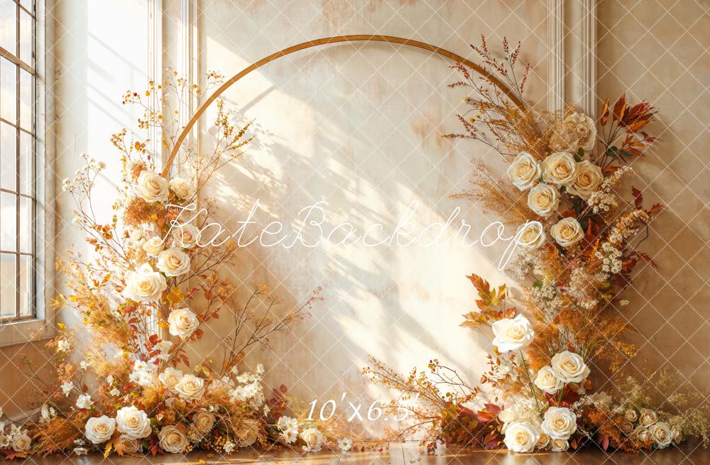 Kate Hochzeit Blumenring Sonnenlicht Vintage Fleece Hintergrund Entworfen von Emetselch - Kate Backdrop.de