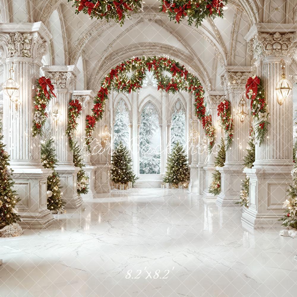 Kate Weihnachten Palast Girlanden Weiß Hintergrund Entworfen von Emetselch - Kate Backdrop.de