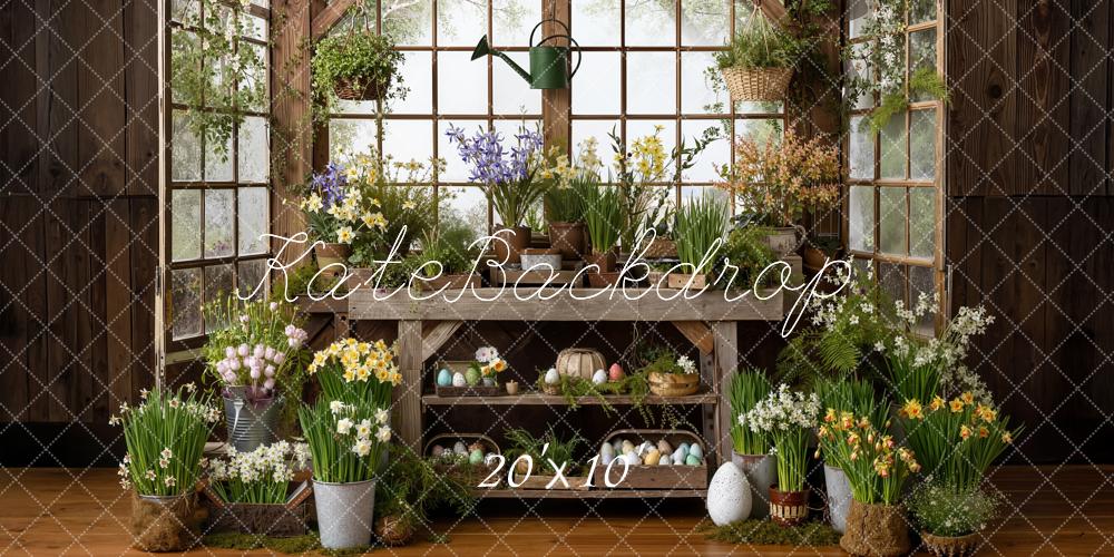 Kate Ostern Blumen Fenster Holz Hintergrund Entworfen von Emetselch