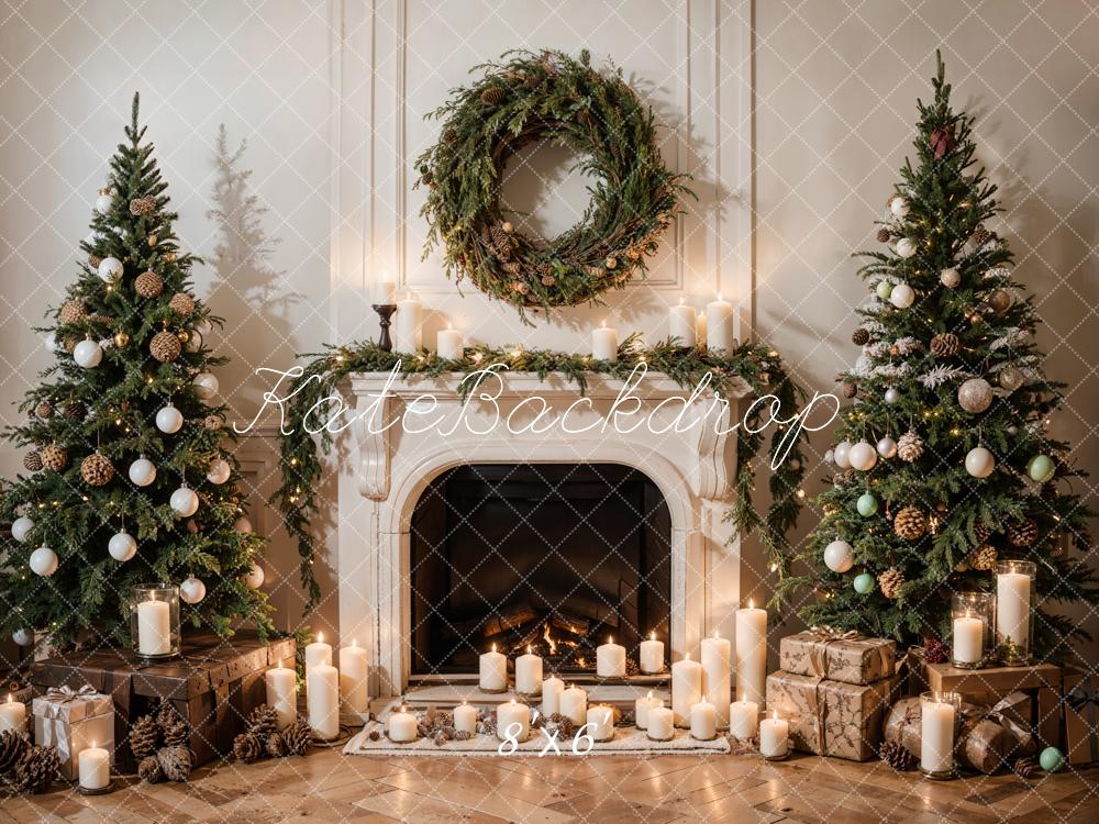 Kate Weihnachten Kamin Weihnachtsbaum Kranz Hintergrund Entworfen von Emetselch