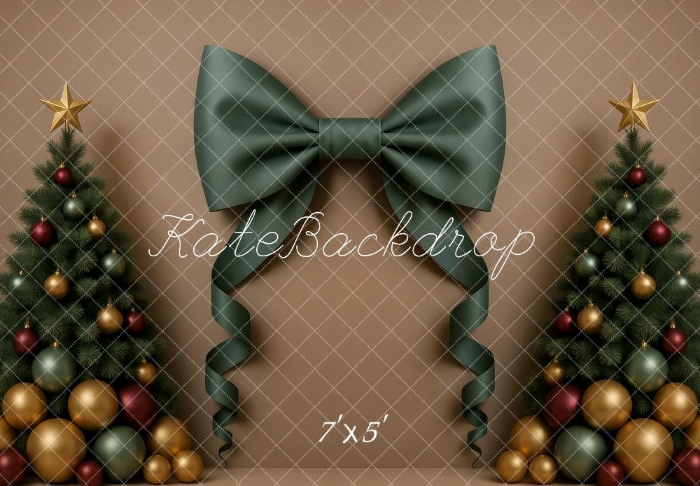 Kate Weihnachten Tannenbäume Schleife Braun Hintergrund Entworfen von Patty Roberts