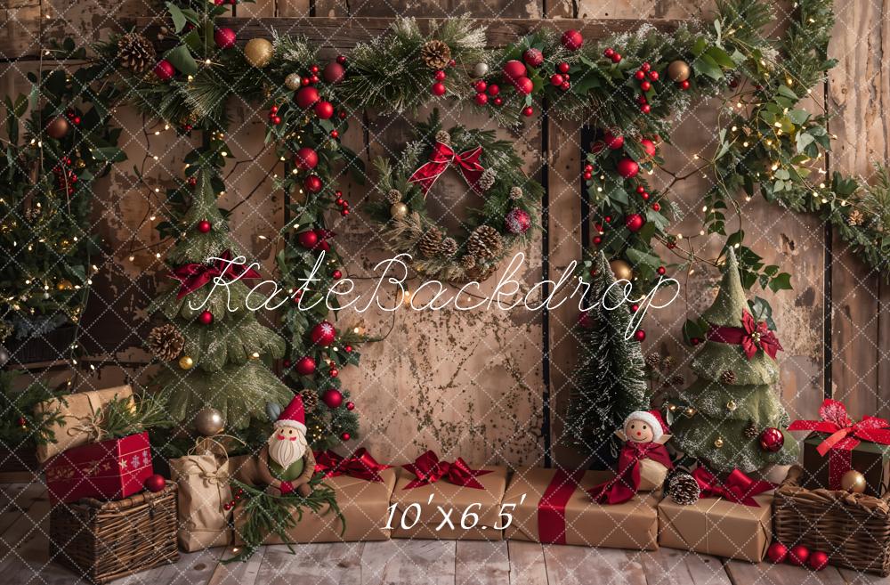 Kate Weihnachten Geschenke Kranz Rustikal Hintergrund Entworfen von Emetselch