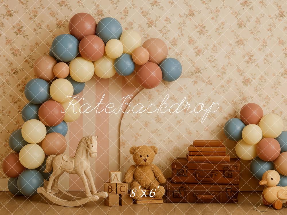 Kate Kinder Ballonbogen Spielzeug Vintage Hintergrund Entworfen von Patty Roberts - Kate Backdrop.de