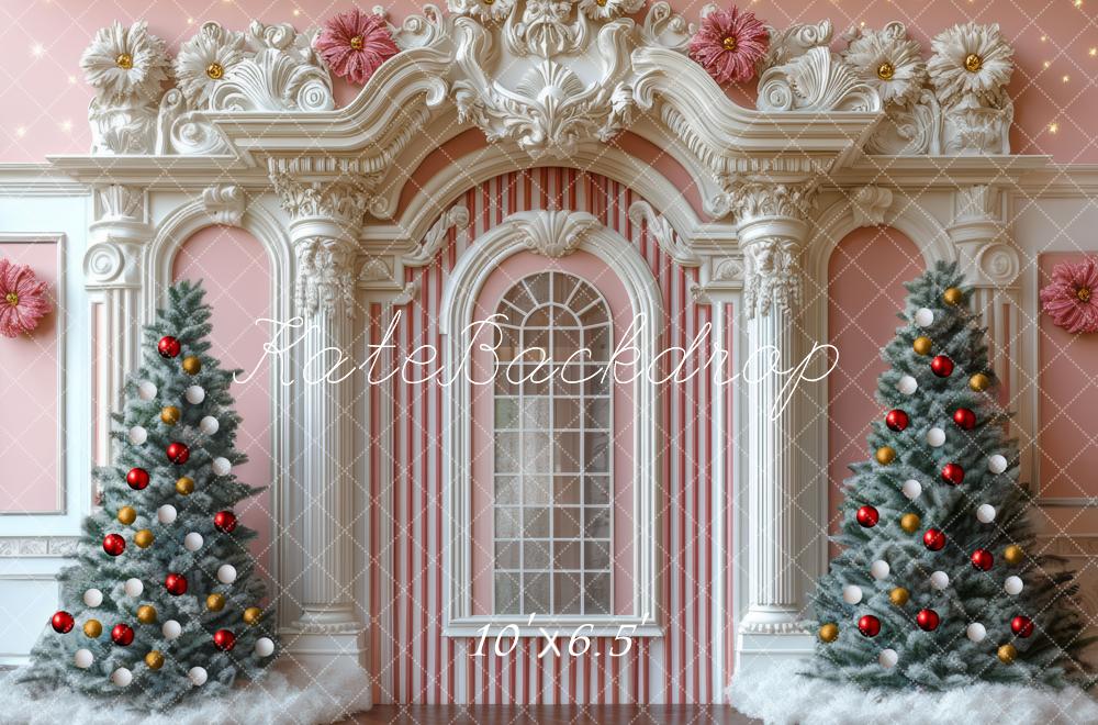 Kate Weihnachten Tannen Bäume Barock Rosa Hintergrund Entworfen von Mini MakeBelieve - Kate Backdrop.de
