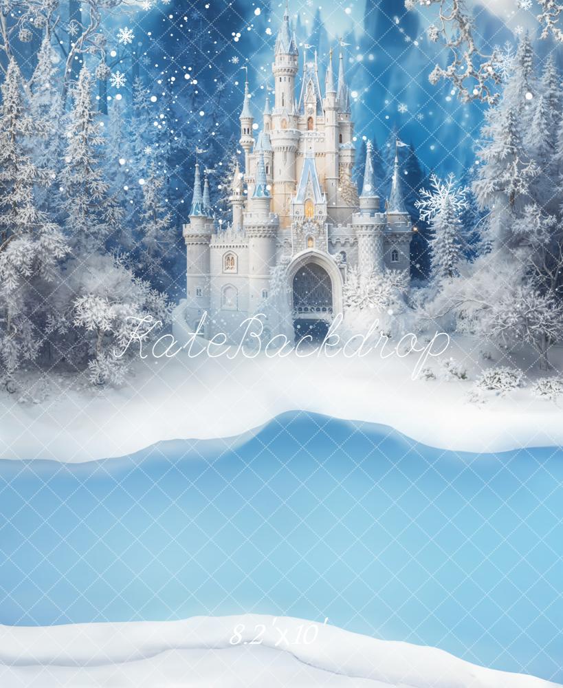Kate Winter Schloss Wald Schnee Hintergrund Entworfen von Emetselch - Kate Backdrop.de