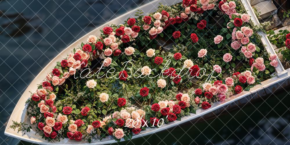 Kate Romantik Boot Rosen Blumen Hintergrund Entworfen von Emetselch - Kate Backdrop.de