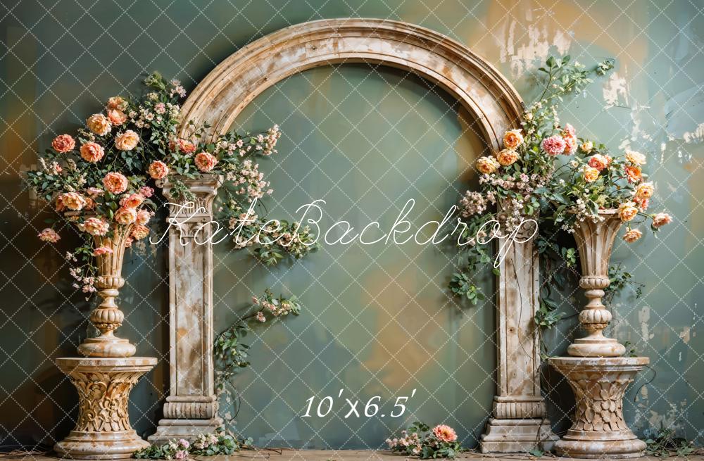 Kate Hochzeit Steinbogen Blumen Vintage Hintergrund Entworfen von Emetselch - Kate Backdrop.de