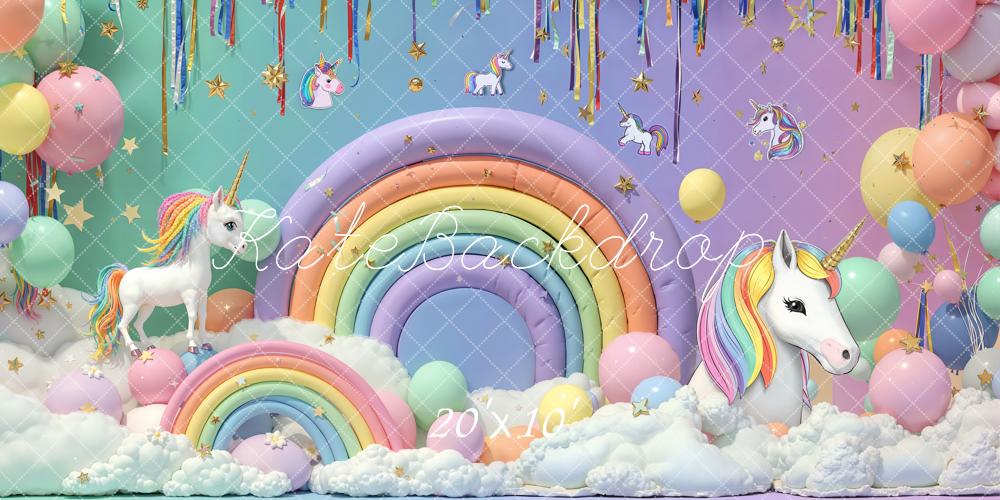 Kate Kinder Einhorn Regenbogen Pastell Hintergrund Entworfen von Emetselch - Kate Backdrop.de