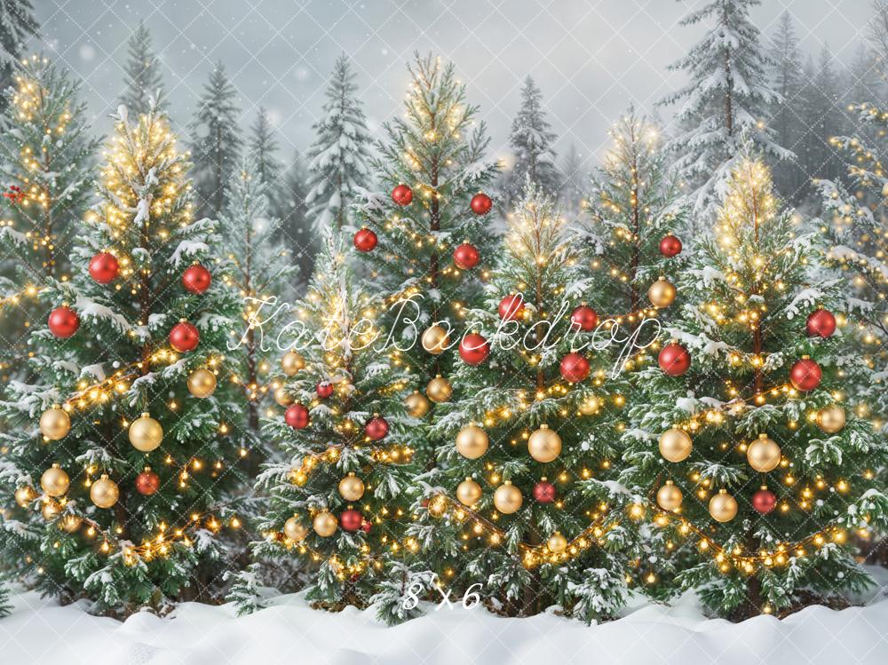 Kate Weihnachten Weihnachtsbäume Lichter Schnee Hintergrund Entworfen von Emetselch - Kate Backdrop.de