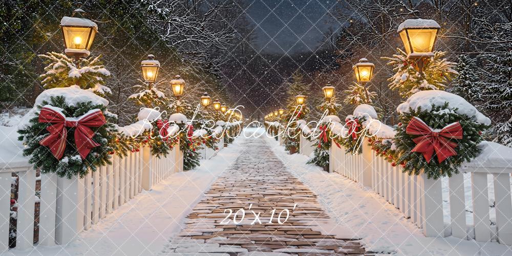 Kate Weihnachten Winter Brücke Schneelichter Hintergrund Entworfen von Emetselch - Kate Backdrop.de