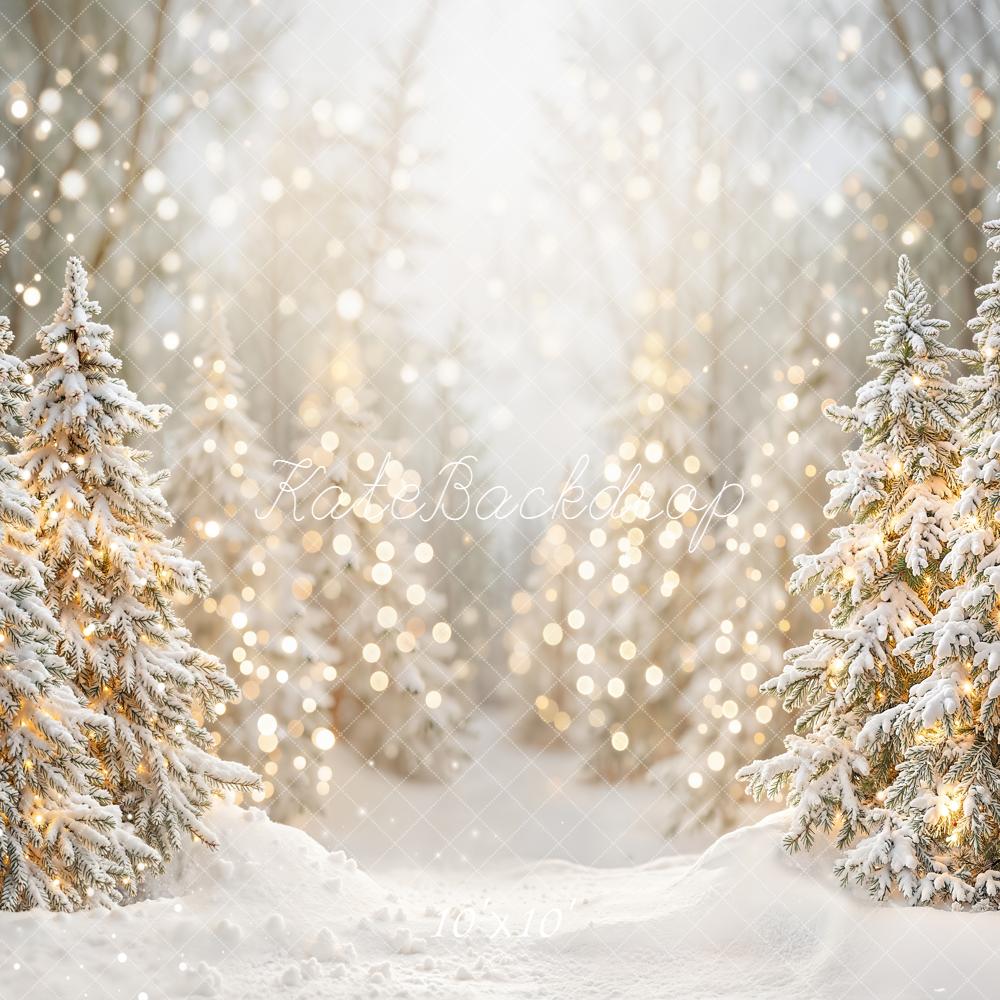 Kate Weihnachten Schnee Tannen Lichter Hintergrund Entworfen von Emetselch - Kate Backdrop.de