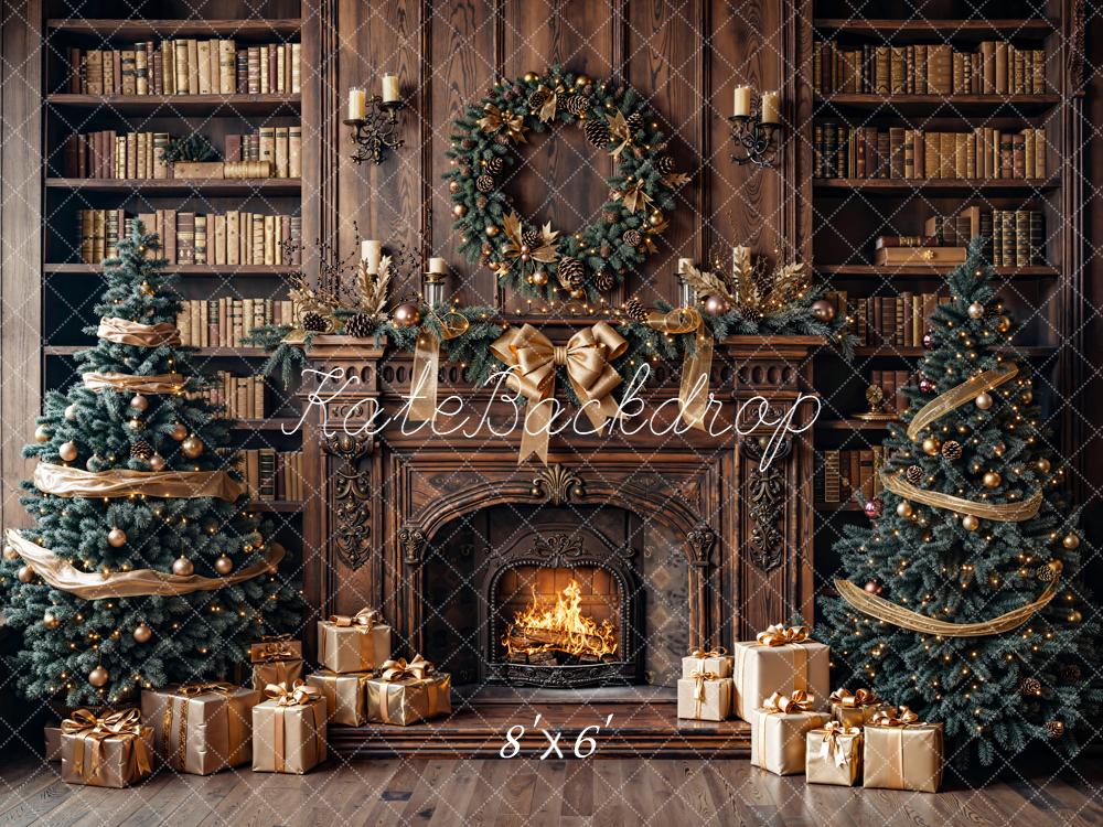 Kate Weihnachten Kamin Bücher Regal Hintergrund Entworfen von Emetselch - Kate Backdrop.de