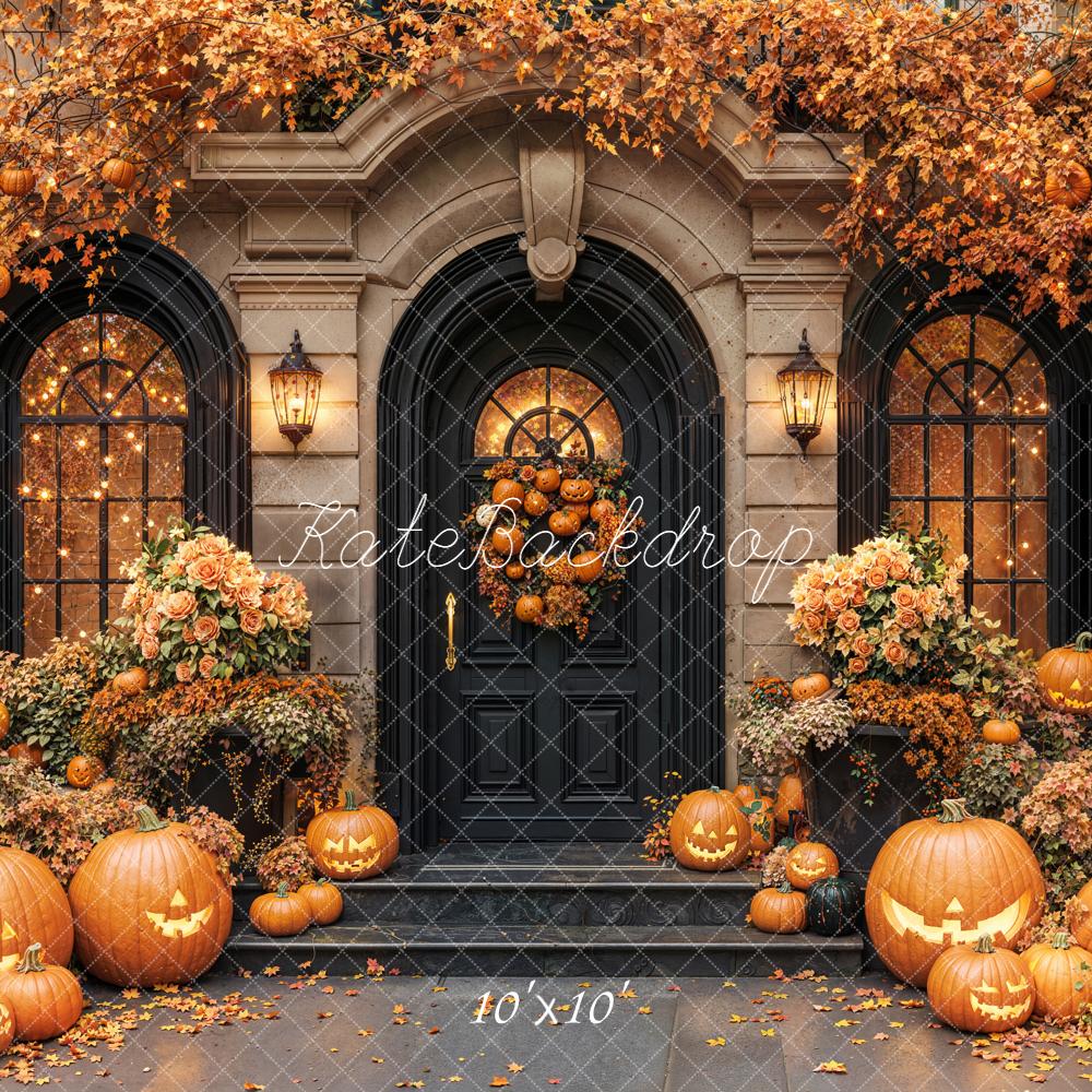Kate Halloween Kürbisse Tür Orange Hintergrund Entworfen von Emetselch - Kate Backdrop.de