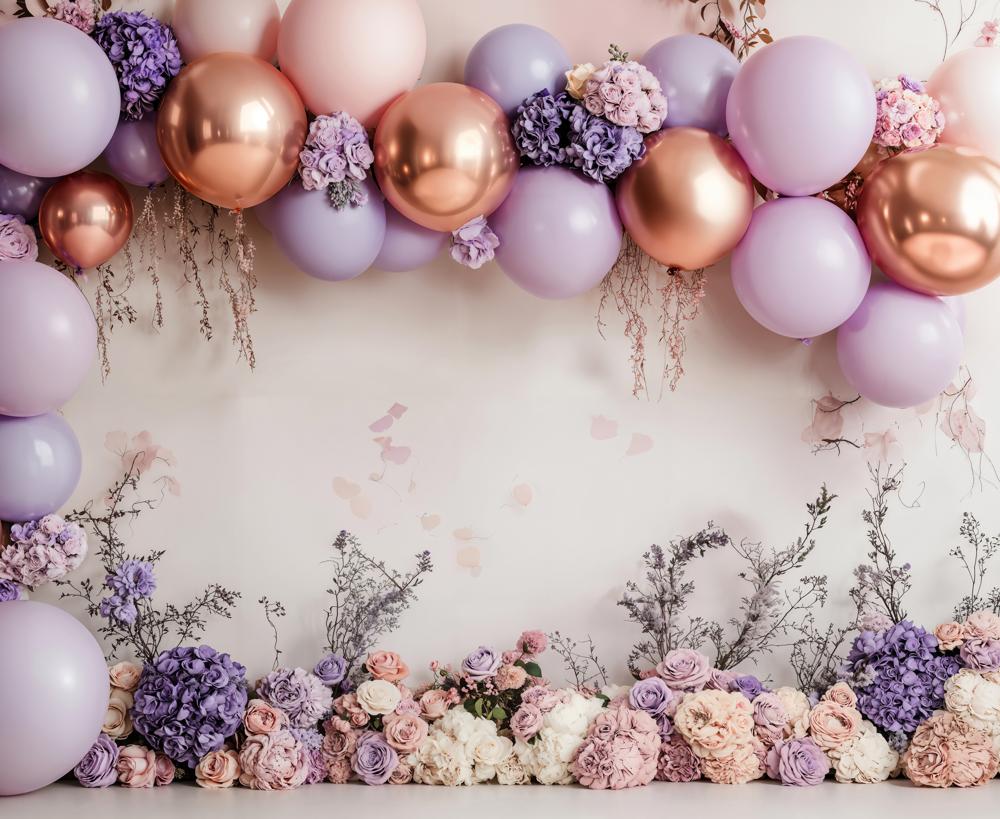 Kate Geburtstag Ballonbogen Blumen Pastell Fleece Hintergrund Entworfen von Emetselch